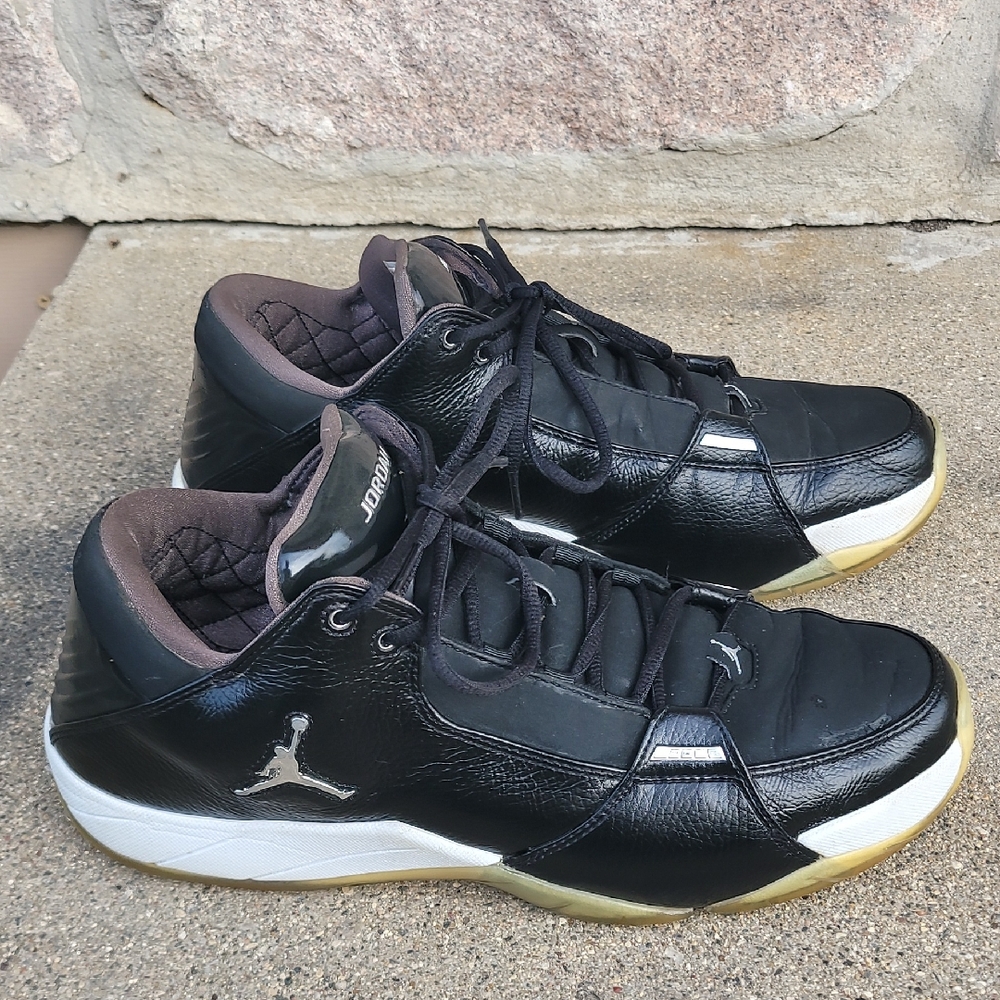 VINTAGE Jordan Black and White Sneakers with Gold Accents